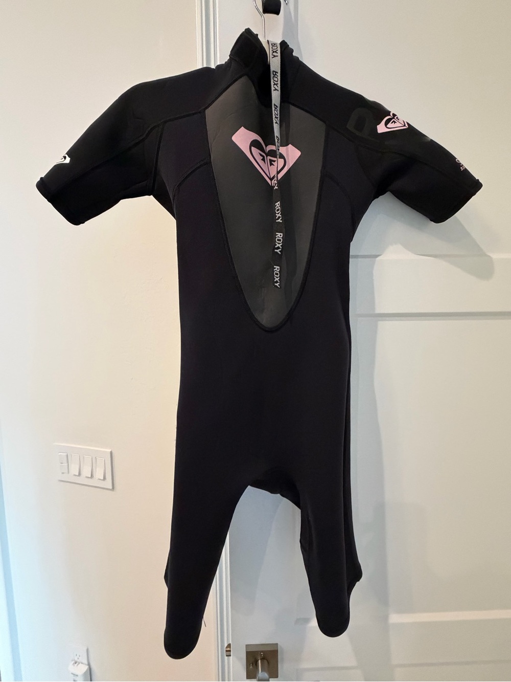 Roxy Black Short Sleeve Wetsuit with Pink Logo